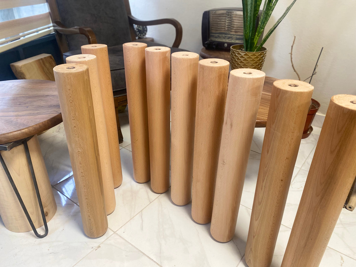 Cylinder Legs a Set of 4 for Dining Tables Heavy Tables Solid Wood Table Legs Wood Legs for Heavy DIY Custom Legs