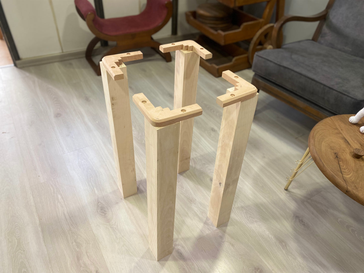 3" Square Ash Wood Legs (A set of 4) for Heavy Tables with Mounting Apparatus