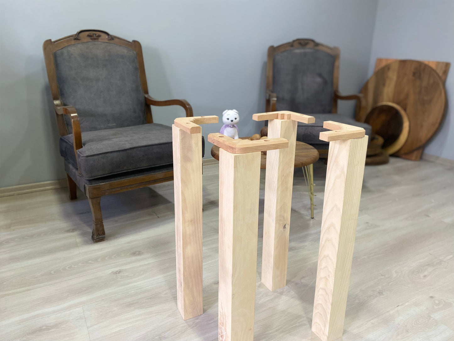 3" Square Ash Wood Legs (A set of 4) for Heavy Tables with Mounting Apparatus