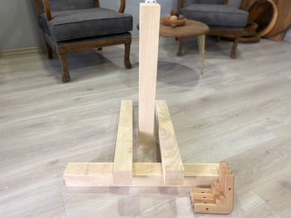 3" Square Ash Wood Legs (A set of 4) for Heavy Tables with Mounting Apparatus