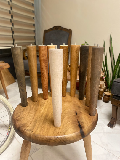 Tapered Beech Wood Legs (Set of 4) 2" Top / 1" Bottom Customization Available