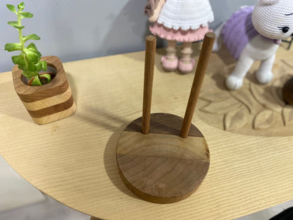 Solid Walnut Wood Doll Display Stand – Durable 6” Base with 8” Support Stick, 1" Thick Customizable Sizes, and Protective Oil Finish