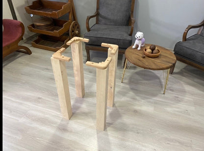 Solid Ash Wood a set of 4Square Dining Table Legs - 3" Diameter with Optional Transparent Oil Finish with a mounting kit heavy table legs