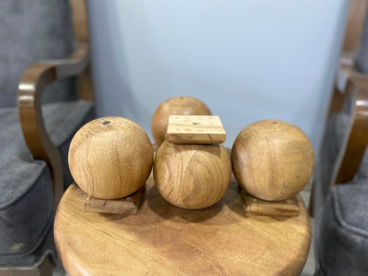 Set of 4 Customizable Oak Wood Ball Legs with Mounting Apparatus - Easy Install - Standard Sizes Available