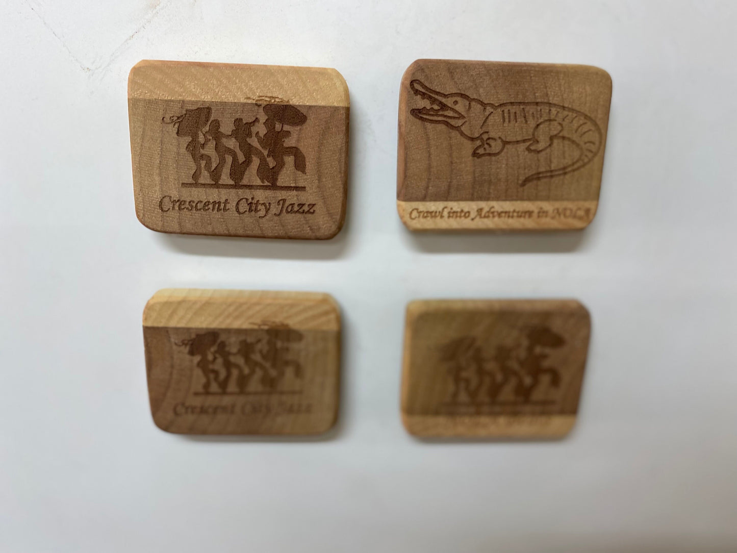 Customizable Handcrafted Wooden Refrigerator Magnets & Coasters - Set of 4 (Walnut, Ashwood, Beech Wood) Wedding Gifts