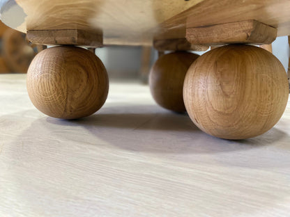 Set of 4 Customizable Oak Wood Ball Legs with Mounting Apparatus - Easy Install - Standard Sizes Available