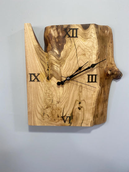 Rustic Live Edge Walnut Wood Wall Clock with Epoxy Fill - 15" Eco-Friendly Wall Decor