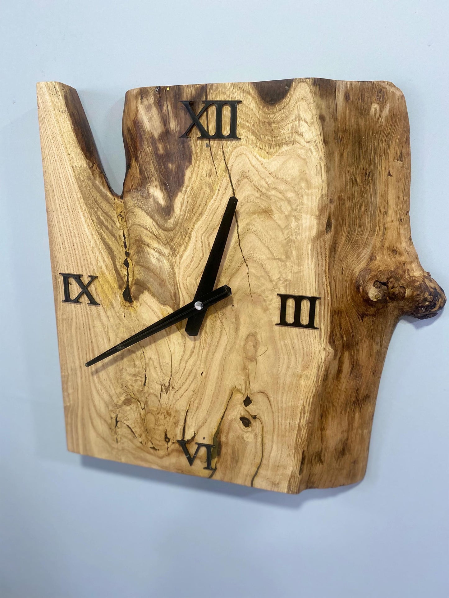 Rustic Live Edge Walnut Wood Wall Clock with Epoxy Fill - 15" Eco-Friendly Wall Decor