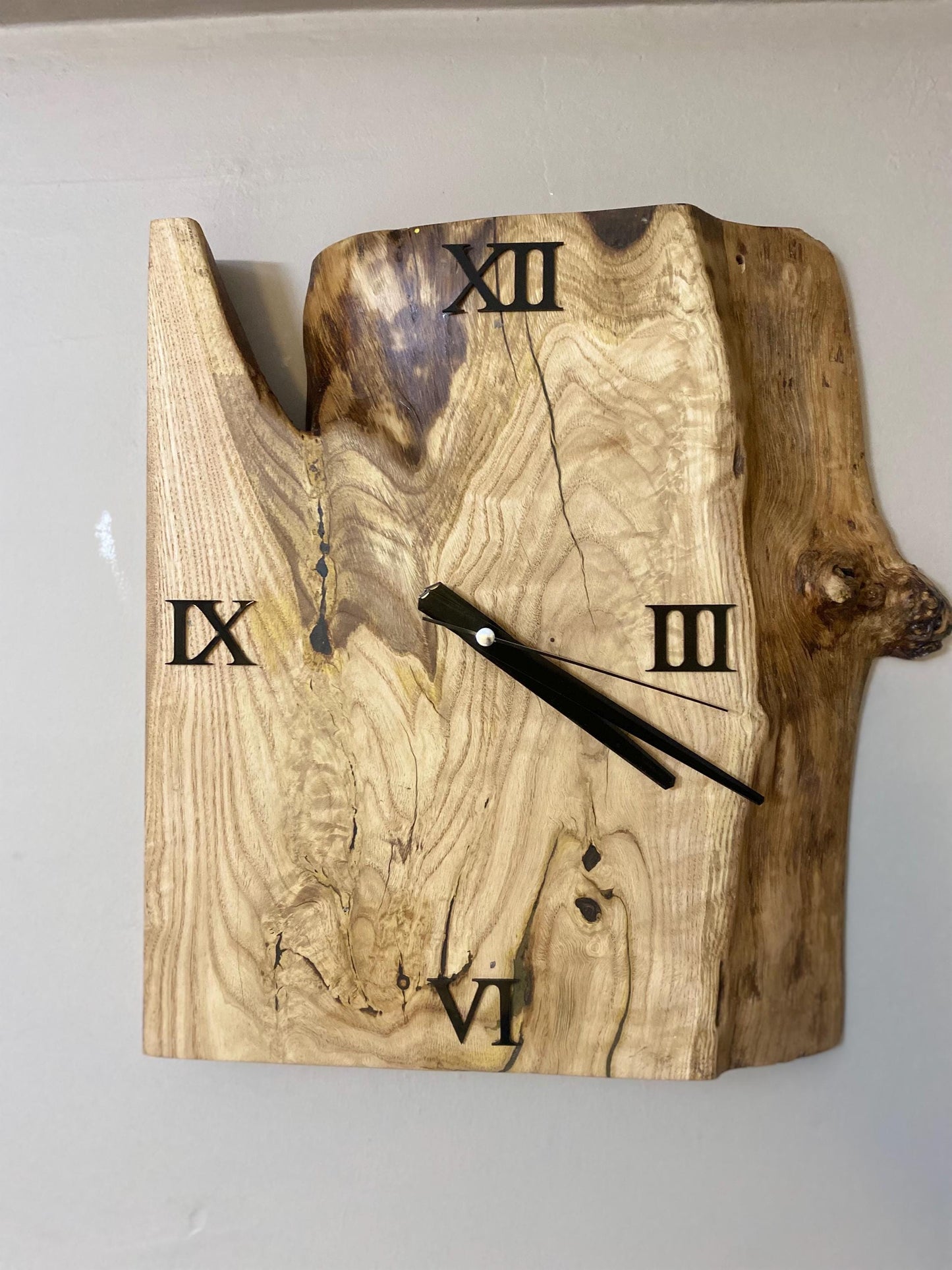 Rustic Live Edge Walnut Wood Wall Clock with Epoxy Fill - 15" Eco-Friendly Wall Decor