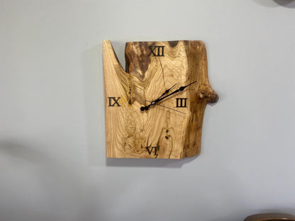 Rustic Live Edge Walnut Wood Wall Clock with Epoxy Fill - 15" Eco-Friendly Wall Decor