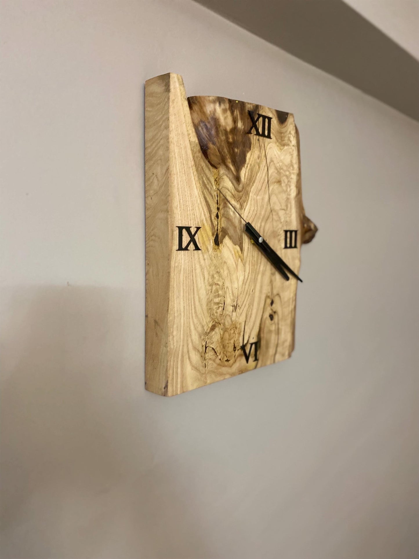 Rustic Live Edge Walnut Wood Wall Clock with Epoxy Fill - 15" Eco-Friendly Wall Decor