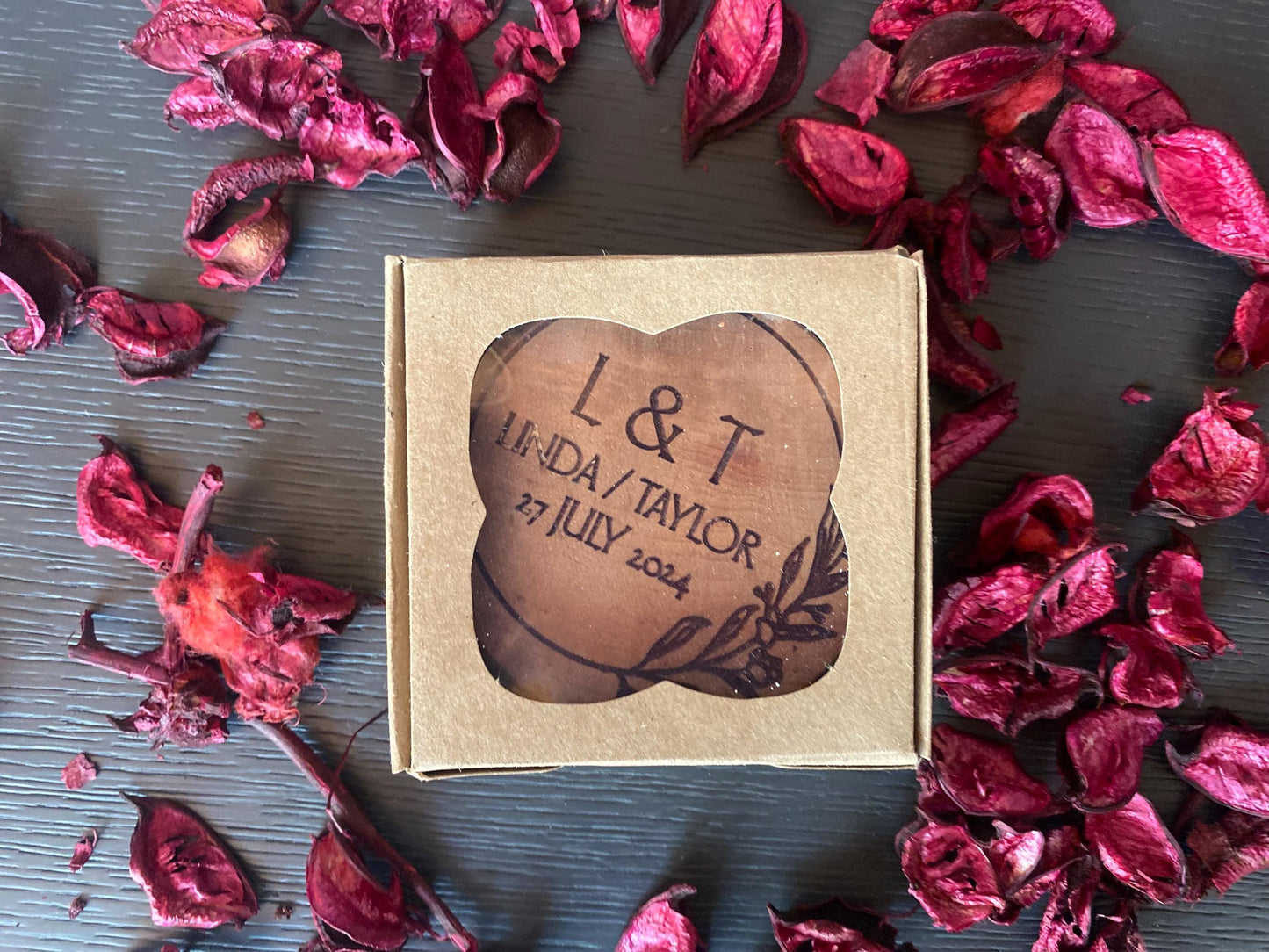 Custom Beech Wood Coasters & Magnets - Personalized Wedding Favors, Solid 3" Wood, Bulk Guest Gifts